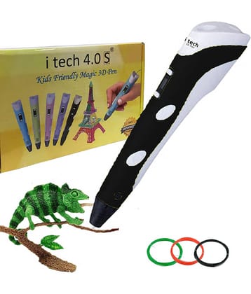 Itech Black Kids Friendly Magic 3D Pen Super Value Pack