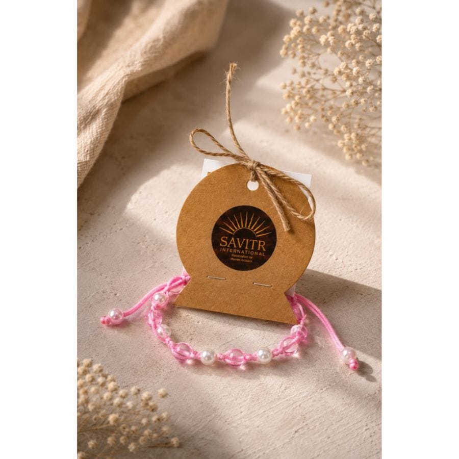 MACRAME HANDCRAFTED PINK BEADED BRACELET