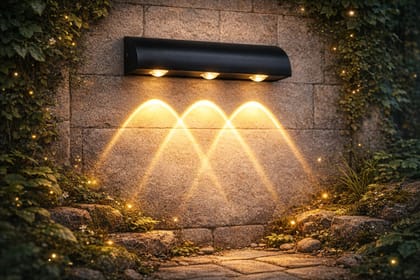 SPARKWORLD Outdoor LED Wall Light 3W (3×1W) Warm White | 3-Head Up Down Wall Light | Matte Black | LX939 | Colour: LX939|3+1W|BK