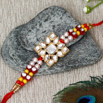 Designer Stone Work Rakhi and Roli Chawal Pack