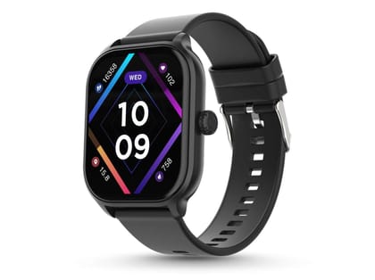 Pebble Neo 1.99" True HD Display, BT Calling, Heart Rate Monitoring, Rotating Crown, Light Weight Design, Alarm & Notification Smart watch - Black
