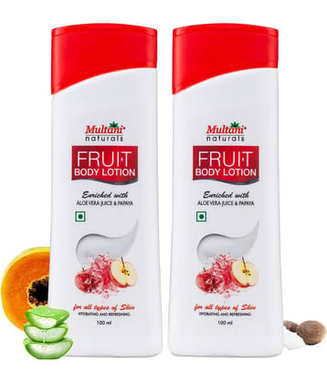 Multani Naturals Fruit Body Lotion With Aloe Vera Juice & Papaya For Soft Smooth Skin, 100 Ml Each (Pack of 2)