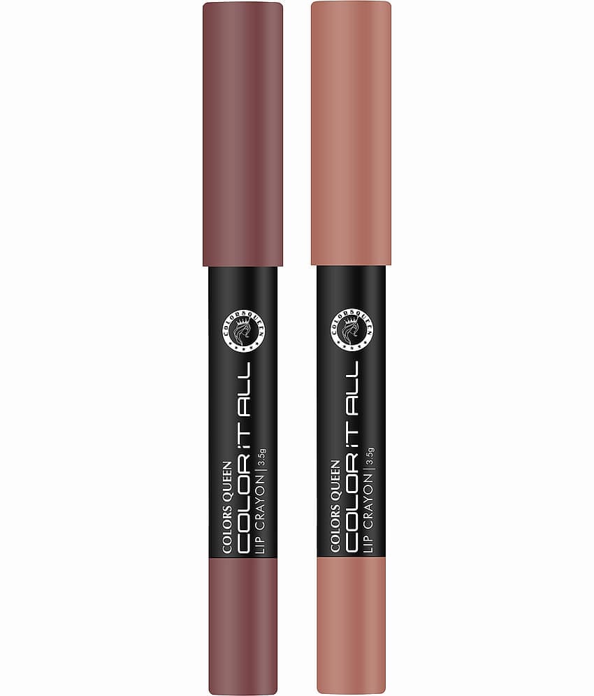 Colors Queen Color It All Non Transfer Matte Lip Crayon 3.5g, Combo of 2