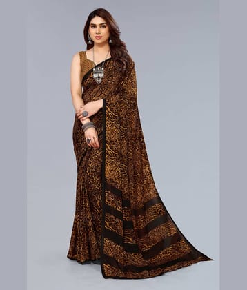 ANAND SAREES Georgette Printed Saree With Unstitched Blouse Piece ( Yellow )