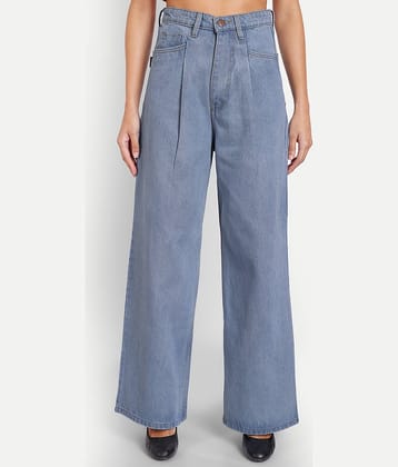 AngelFab - Light Blue Denim Flared Women's Jeans ( Pack of 1 )