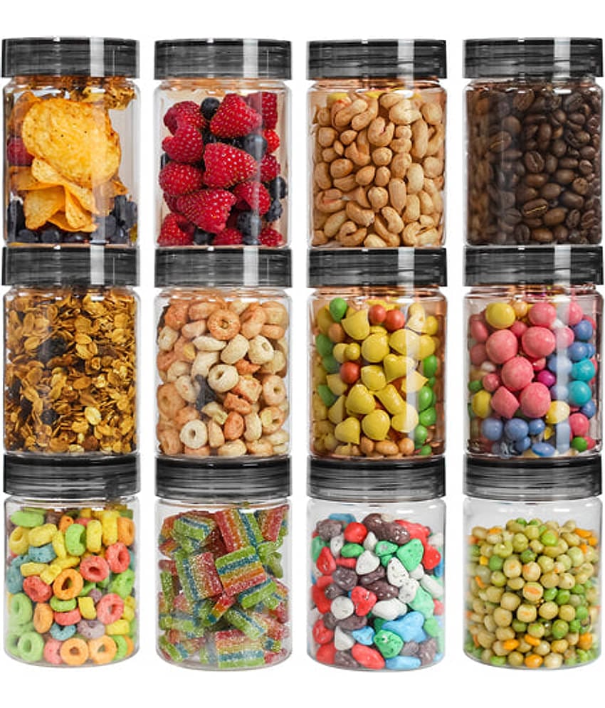 PearlPet Tiffany-270ml Plastic Black Multi-Purpose Container ( Set of 12 )