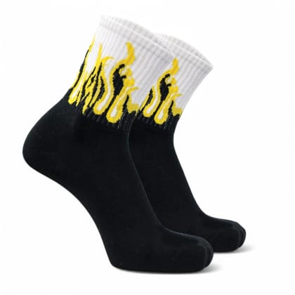 FIRE EDITION - BLACK/WHITE - YELLOW FLAMES-Pack of 1-Pair