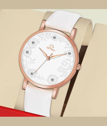 Septem Off White Leather Analog Womens Watch