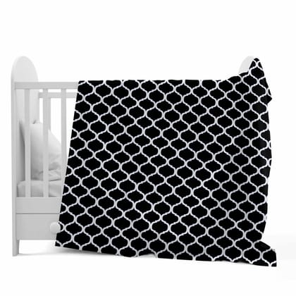 Black Abstract Print Super Soft Brushed for 0-3 Years Baby Single Bed AC Blanket for Kids-Kids / Black and White / GI1152