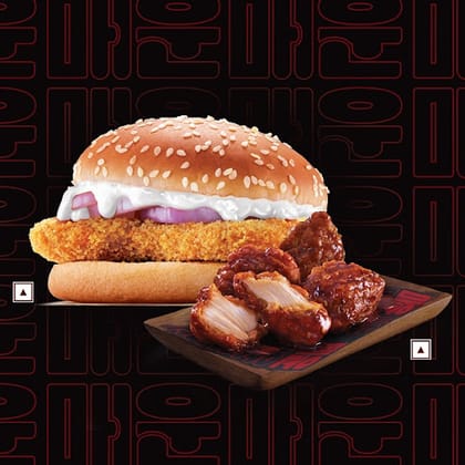 Korean Spicy Chicken (4pc) + Crispy Chicken Burger. Korean Spicy Chicken (4pc) + Crispy Chicken Burger.