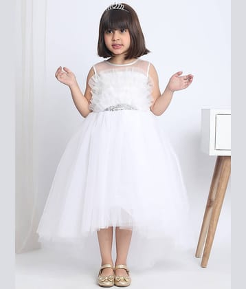 Toy Balloon Kids Net Frock For Girls ( Pack of 1 , White )