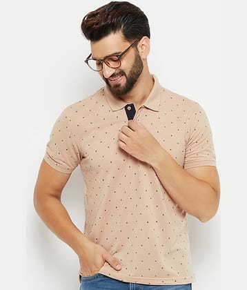 XFOX Pack of 1 Cotton Blend Regular Fit Printed Half Sleeves Men's Polo T Shirt ( Beige )