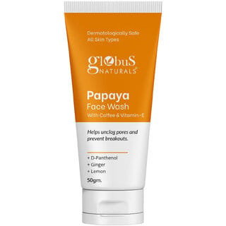 Globus Naturals Papaya Face Wash with Coffee  VitaminE  helps unclog pores and reduces breakouts Suitable for All Skin Types 50gm