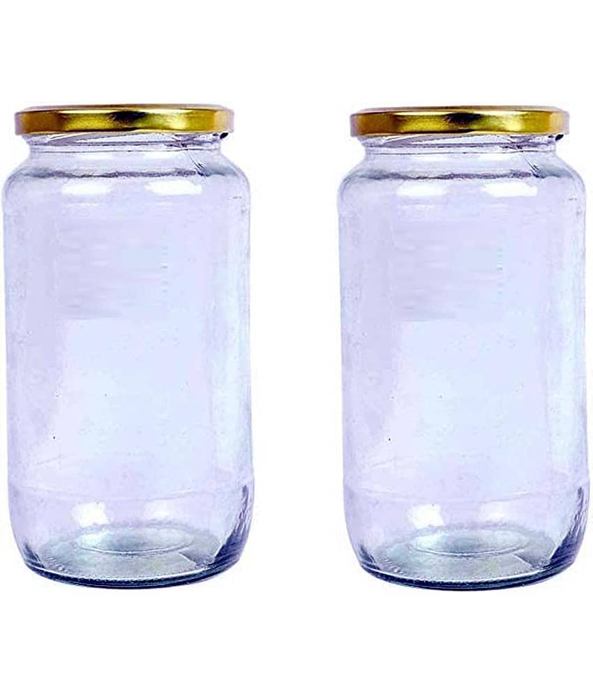AFAST Multipurpose Jar Glass Transparent Food Container ( Set Of 2 )