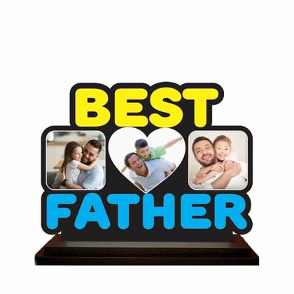 THE MAGICAL GIFTS Best Father MDF Table Top Frame ? Personalized Photo Cutout with 3 Photo Slots ? Heartfelt Gift for Dad for Birthday Father?s Day