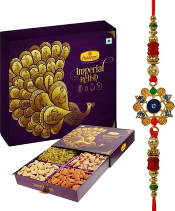 Haldiram's Nagpur Imperial Relish Dry Fruit Box 400g With Rakhi Assorted Gift Box (Multicolor)