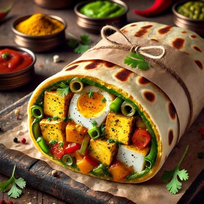 Double Egg Mix veg Paneeer Roll