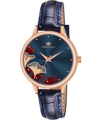 Crestello - Blue Leather Analog Womens Watch