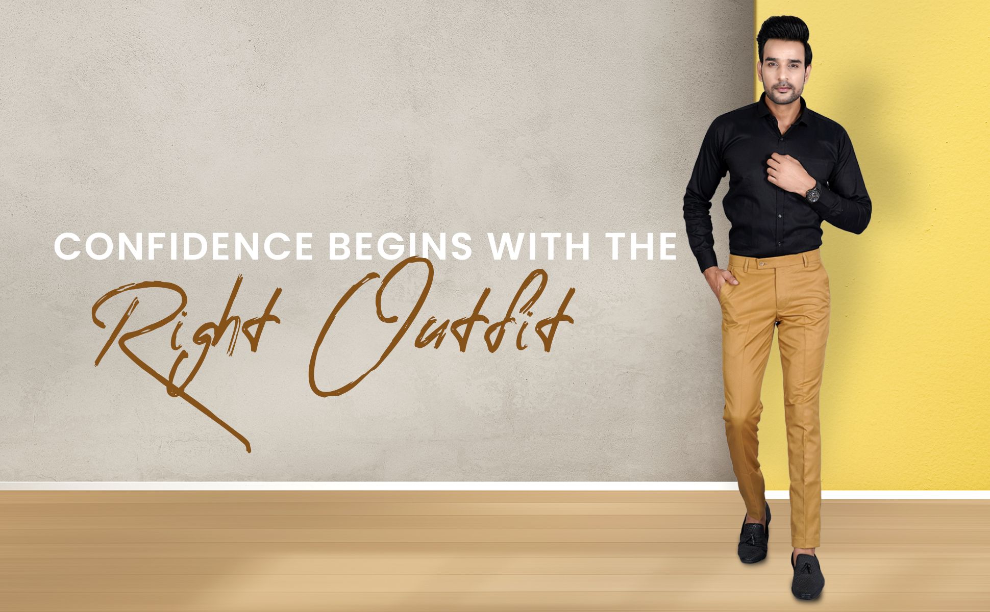 Regular Fit Men Khaki Trousers