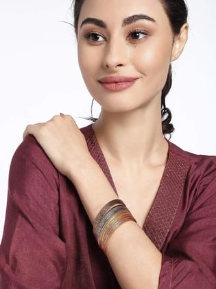 Glamorous Tricolor Bangles Set of 2