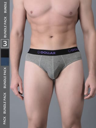 Men's Assorted Pack of 3 Cotton Superior Snug Fit Solid Brief Men's Assorted Pack of 3 Cotton Superior Snug Fit Solid Brief