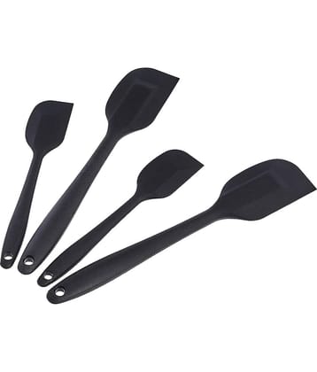 Baskety Black Silicone Small and Large Mixing Spatula Set ( Pack of 4 )