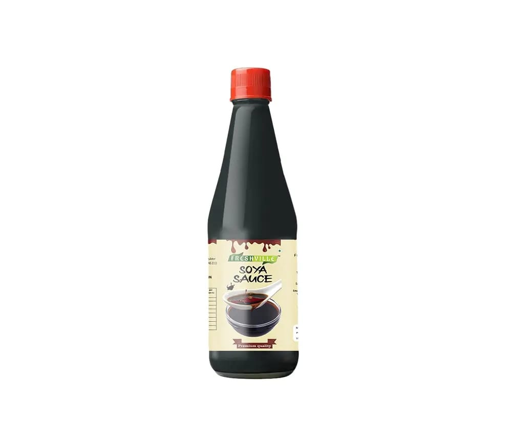 Freshville Soya Sauce | Made with Real Soya | Perfect Blend of Flavour and Taste | No Artificial Colours | 100% Vegetarian | No Trans Fat | 450gm Bottle