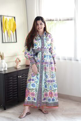 Evven Printed Button Up Maxi-M-L