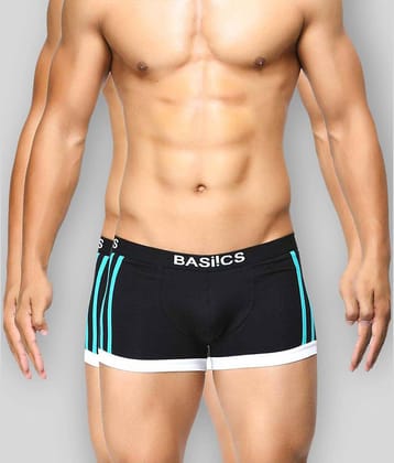 BASIICS By La Intimo Pack of 2 Cotton Blend Trunks For Men's ( Black )