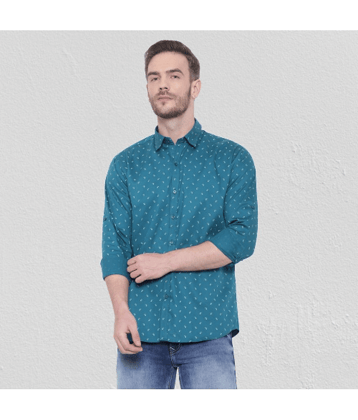 leeway - Teal Cotton Blend Slim Fit Men's Casual Shirt ( Pack of 1 )