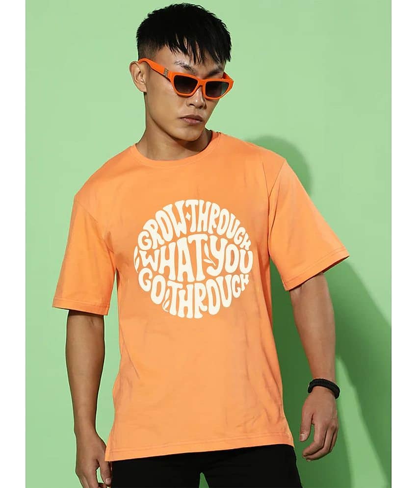 Veirdo Pack of 1 Cotton Oversized Fit Men's T-Shirt ( Orange )