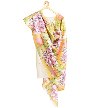 Multi colour hand embroidery tussar silk dupatta