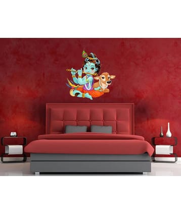 Decor Villa Lord krishna Religious & Inspirational Sticker ( 58 x 56 cms )