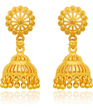 LUV FASHION Golden Jhumki Earrings ( Pack of 1 )
