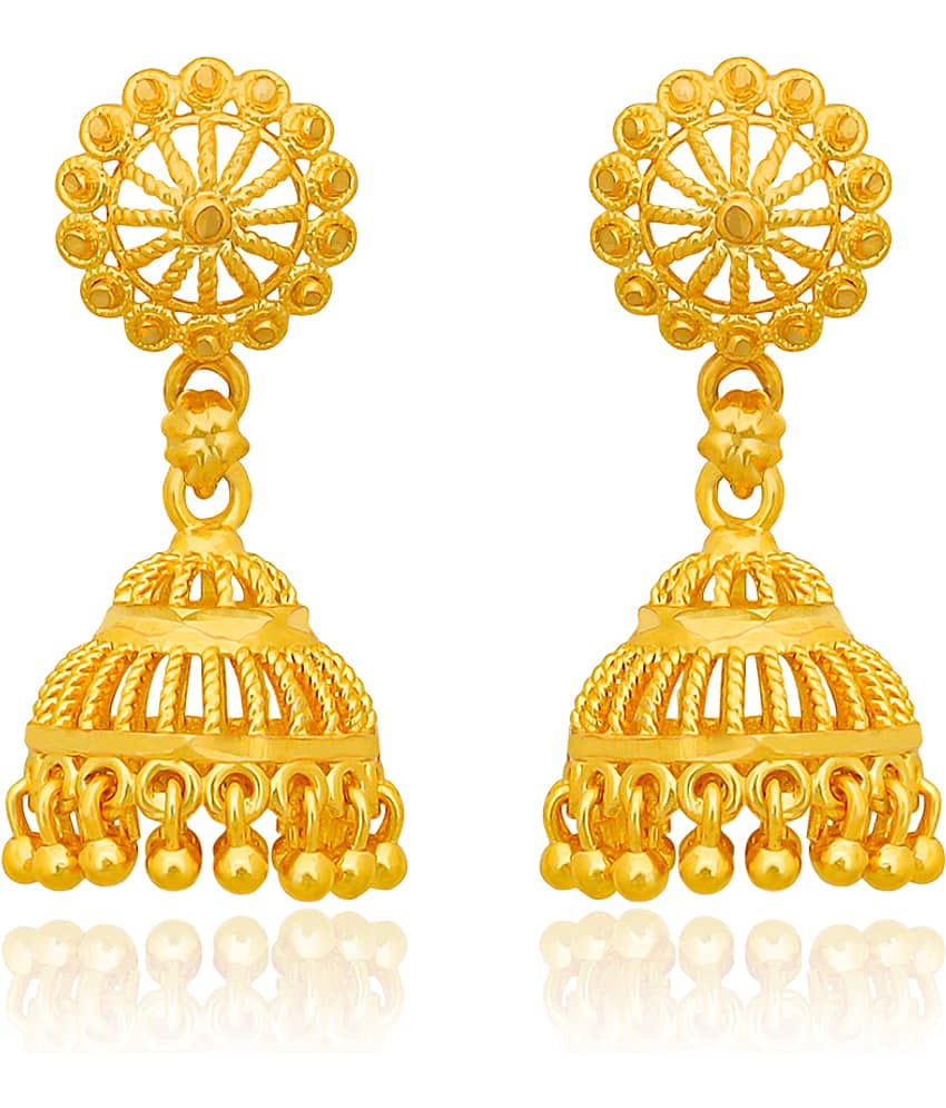 LUV FASHION Golden Jhumki Earrings ( Pack of 1 )