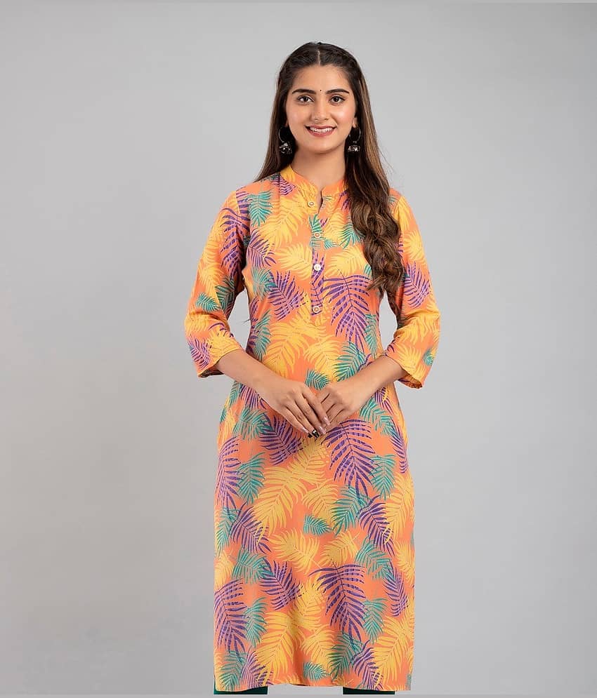 MAUKA - Multicolor Rayon Women's Straight Kurti ( Pack of 1 )