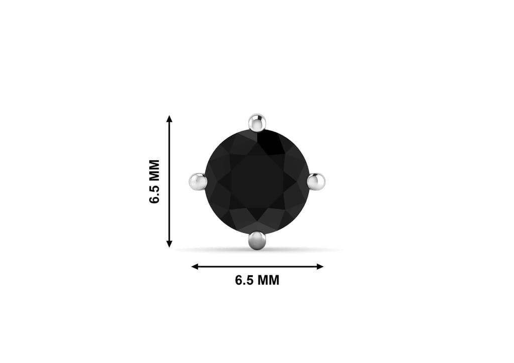 Black Round Solitaire Men's Ear Stud (1 Pc Only)
