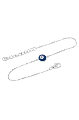 Classic Evil Eye Sterling Silver Chain Bracelet-Silver / 6 inches adjustable upto 8 inches