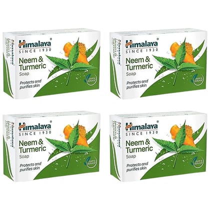 Himalaya Neem & Turmeric Bathing Soap, Cleanses & Purifies Skin, 75 G (Pack Of 4)