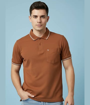 UNIBERRY Men Cotton Blend Regular Fit Solid Polo T Shirt ( Brown )