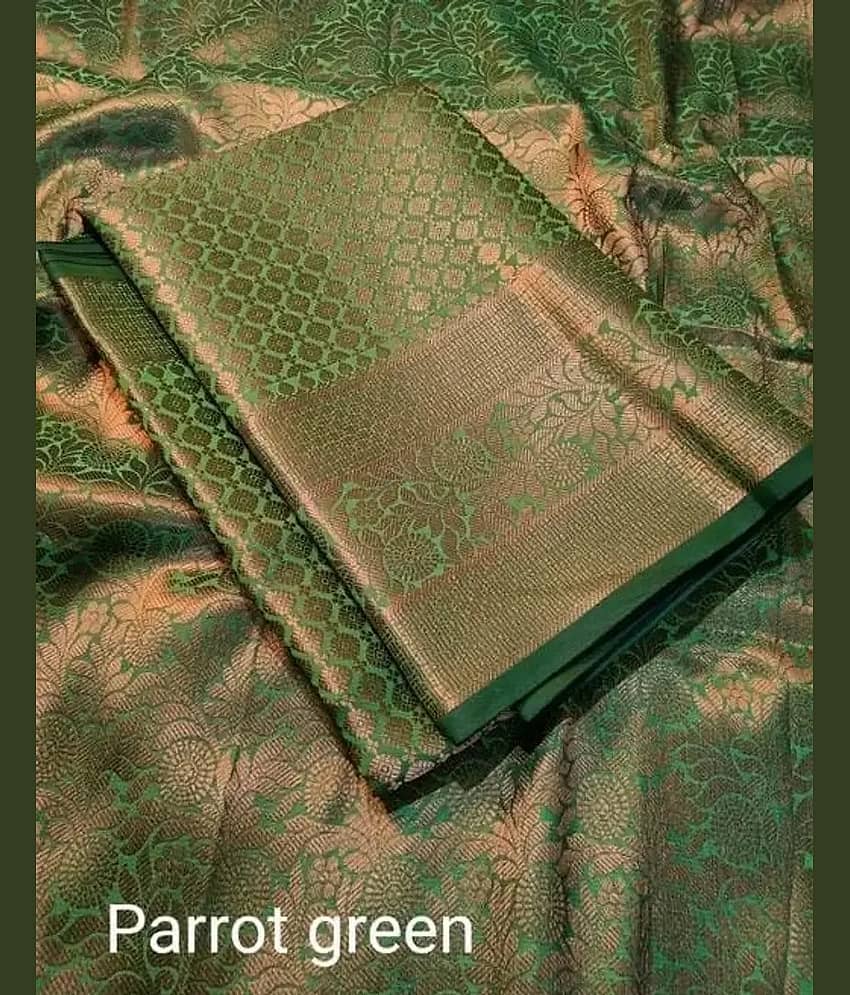 fab woven Art Silk Woven Banarasi saree With Unstitched Blouse Piece ( Mint Green )