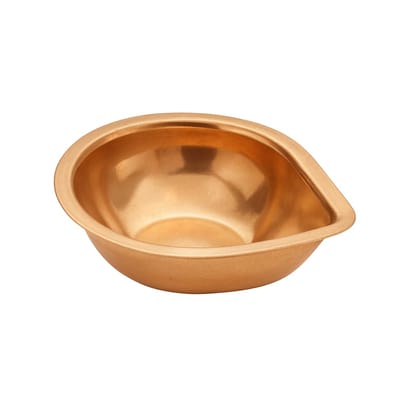 Plain Copper Diya for Pooja � Small Size (Pack of 3) � 60 mm Length x 52 mm Width � Traditional Oil Lamp for Festival, Temple, and Ritual Use � Decorative Deepak for Puja Room