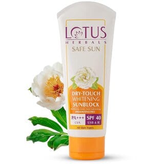 Lotus Herbals Safe Sun Dry Touch Whitening Sunscreen SPF 40 PA+++Dermatologically tested UVA Protection 50g