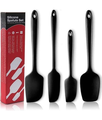 Baskety Silicone Mixing Spatula Kitchen Utensil Set ( Pack of 4, Black )