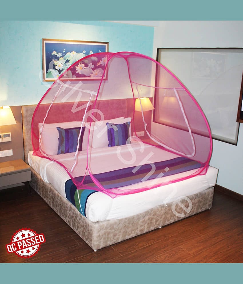 Paola King Pink Plain Mosquito Net, Machardani