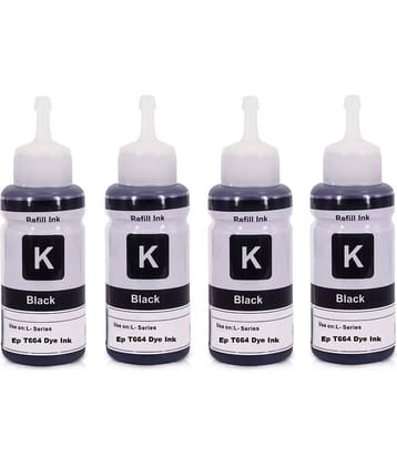 TEQUO T664 Ink For L385 Black Pack of 4 Cartridge for L220/ L550/ L355/ L110/ L210/ L300/ L360/ L350/ L380/ L100/ L200/ L565/ L555/ L130/ L1300 and more.
