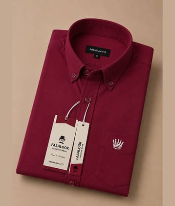 CAT BUNNY Cotton Blend Regular Fit Solids Full Sleeves Men's Casual Shirt - Maroon ( Pack of 1 )
