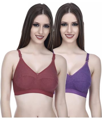Elina Pack of 2 Cotton Non Padded Women's Teenage Bra ( Multi Color )
