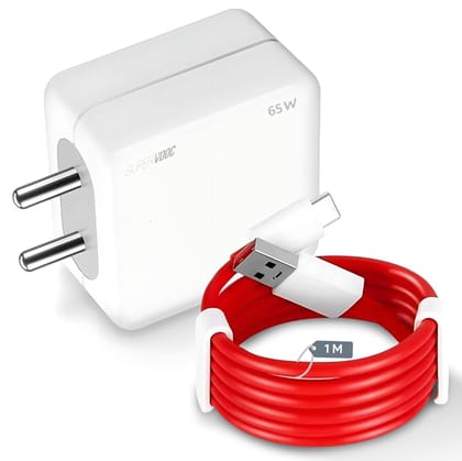 Original Oneeplus 65W Fast Charger & USB A to Type C Cable Combo,Supports Warp, SuperVOOC, Dash, Fast & Super Fast Charging, Charger Adapter Designed for One Plus & Type C Smartphones-65 W, White Original Oneeplus 65W Fast Charger & USB A to Type C Cable