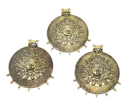 German Silver Metal Oxidized Golden Pendant  ,(GPN-038) , Per Packet of 2 Pcs-Per Packet of 2 Pcs / 55 MM